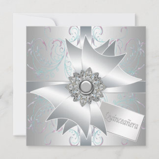 Invitación Remolinos de color teal blanco Quinceañera