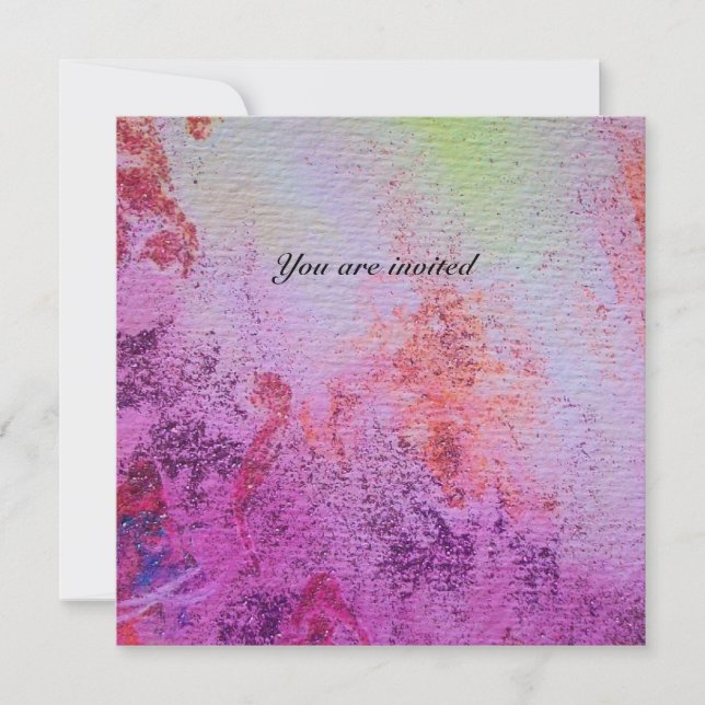 Invitación REMOLINOS DE ORO ABSTRACTOS  dorado metálico, rojo (Anverso)