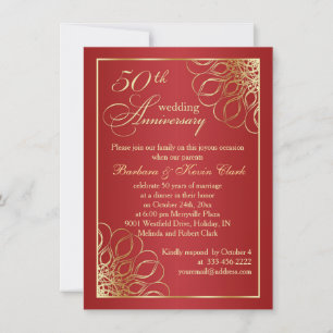 Invitación Remolinos de oro en foto de aniversario de bodas d