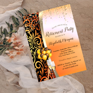 Invitación Remolinos de Oro Vidrio, Tacones Altos, Fiesta de