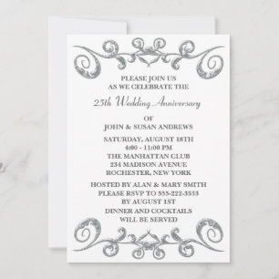 Invitación Remolinos de Plata 25 Aniversario de Boda