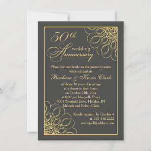 Invitación Remolinos dorados 50º Aniversario de Boda