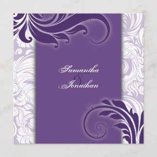 Invitación Remolinos elegantes púrpuras y blancos de la