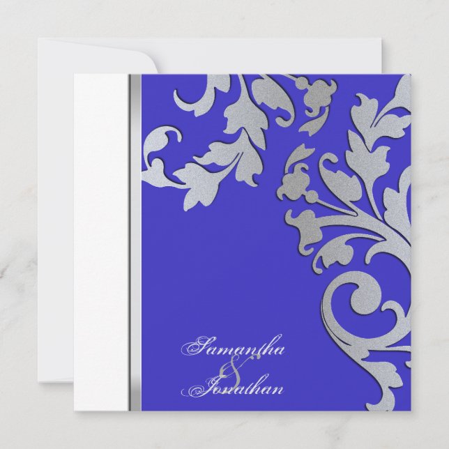 Invitación Remolinos florales de la chispa de la plata de la (Anverso)