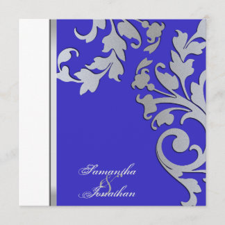 Invitación Remolinos florales de la chispa de la plata de la