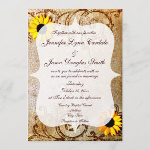 Invitación Remolinos lamentables rústicos de los girasoles