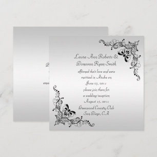 Invitación Remolinos Negros sobre Fondo de Plata Post Boda