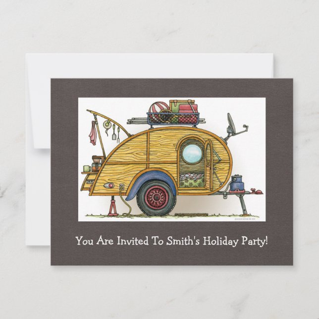 Invitación Remolque lindo del viaje del campista de la (Anverso)