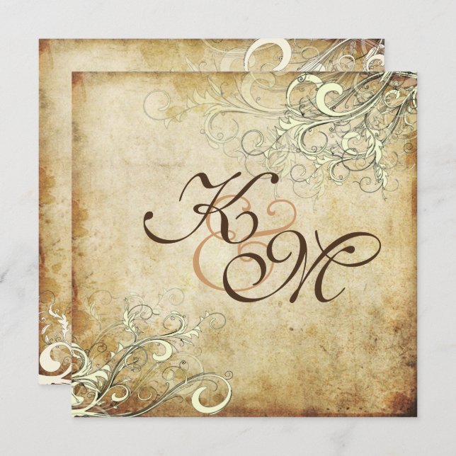 Invitación Remolques de crema vintage de PixDezines (Anverso / Reverso)