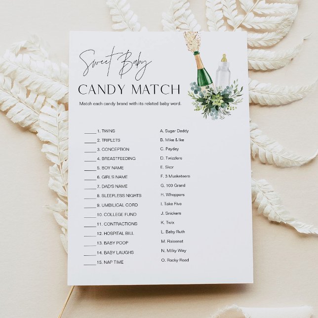 Invitación REMY Sweet Baby Shower Candy Match Game Card (Subido por el creador)