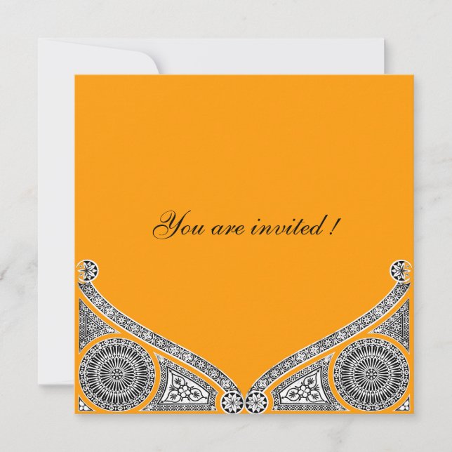 Invitación RENACIMIENTO, amarillo anaranjado (Anverso)