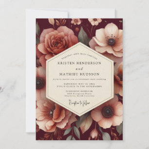 Invitación Renacimiento de color burdeos Flor de boda
