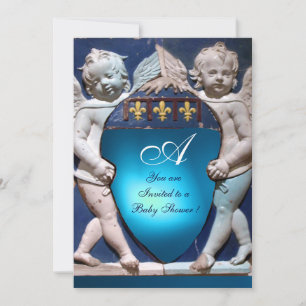 INVITACIÓN RENACIMIENTO PEQUEÑOS ÁNGELES ZAFIRO AZUL MONOGRAM