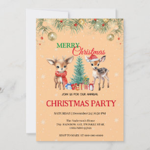 Invitación Reno de Amanecer Santa MERRY Fiesta de Navidad
