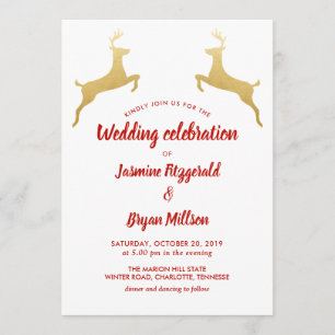 Invitación Reno de oro Navidad Boda