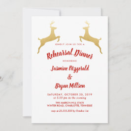 Invitación Reno de oro | Navidades Boda Ensayo Cena