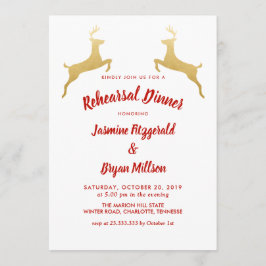 Invitación Reno de oro | Navidades Boda Ensayo Cena
