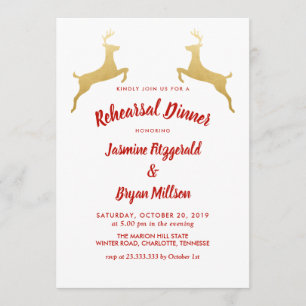Invitación Reno de oro Navidades Boda Ensayo Cena