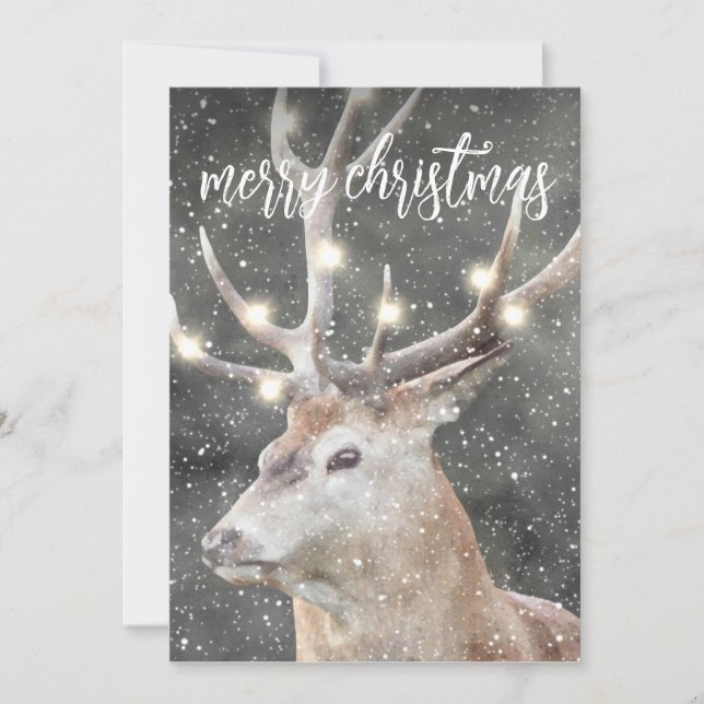 Invitación Reno En Nieve De Invierno (Anverso)
