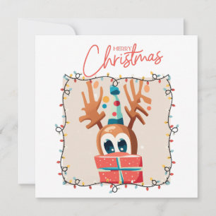 Invitación Reno juguetón con regalo