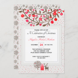 Invitación Reno lindo y color perla de Berries / Personalizad