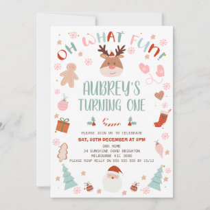 Invitación Reno Oh Qué Navidades Divertidos Primer Cumpleaños