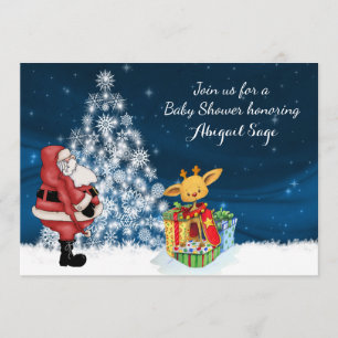 Invitación Reno, Papá Noel, Árbol de Navidad Invitado en Baby