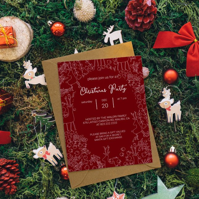 Invitación Renode juguetón y botánicos invernales - Navidad (Subido por el creador)