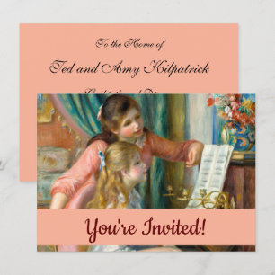 Invitación Renoir Dos Niñas en el Piano Imprimir Música Arte