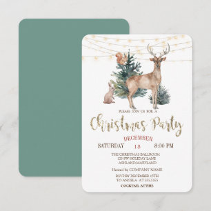 Invitación Renos de Navidad, Fiesta de Navidad en el Bosque