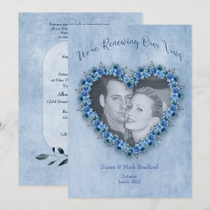 Invitación Renovación de Boda muestra foto cardíaca de Rosas 