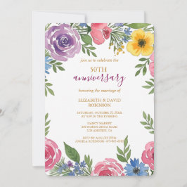 Invitación renovación de flores de acuarela 50 aniversario bo