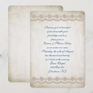 Invitación renovación de la promesa de boda de encaje de la f