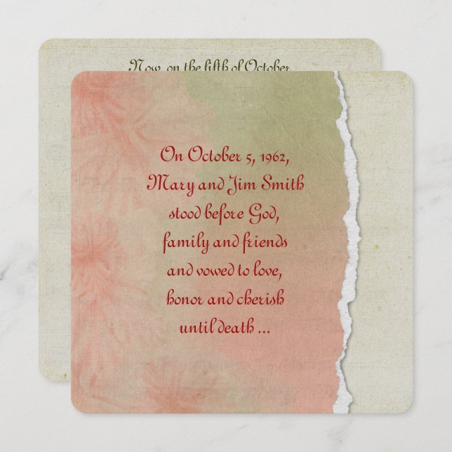 Invitación Renovación de la promesa de papel desgarrado (Anverso / Reverso)