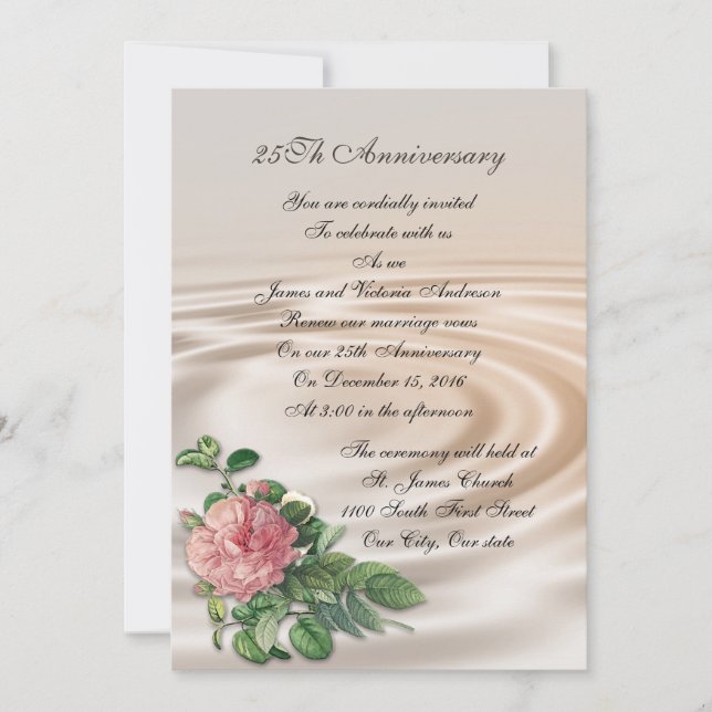 Invitación Renovación de la promesa del 25º aniversario del B (Anverso)