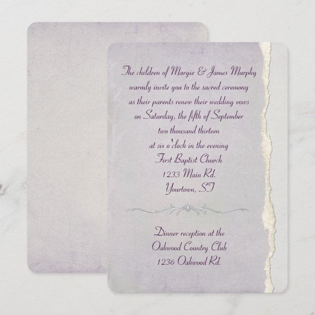 Invitación Renovación de la promesa del Boda de la Lavandería (Anverso / Reverso)