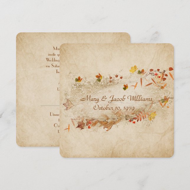Invitación renovación de la promesa del boda de otoño (Anverso / Reverso)