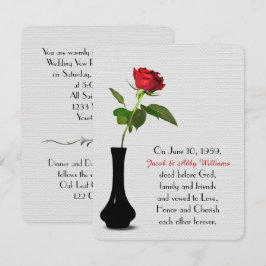 Invitación renovación de la promesa del boda de rosa rojo úni