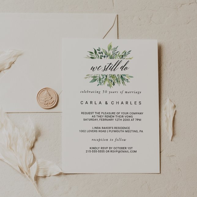 Invitación Renovación de la Vow del follaje botánico de la ve (Subido por el creador)