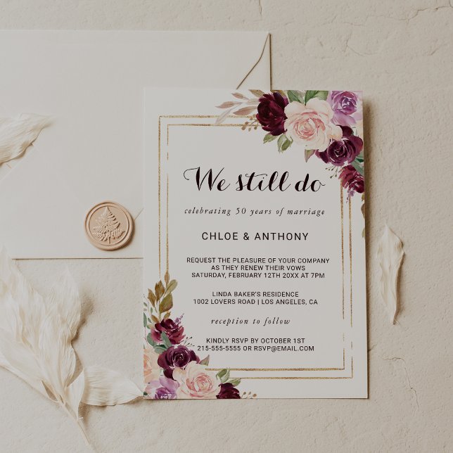 Invitación Renovación de la Voz de Borgoña Geométrica de Oro (Subido por el creador)