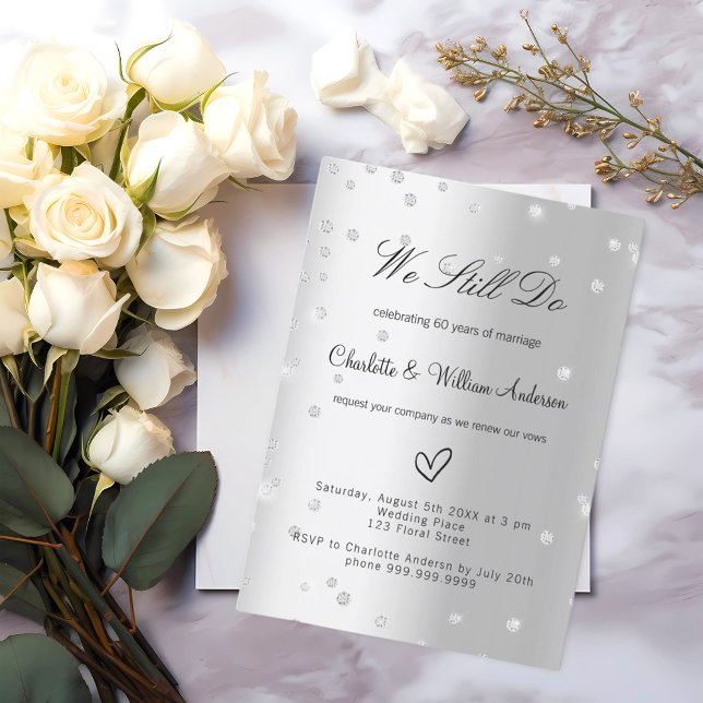 Invitación Renovación de promesa de plata 60 aniversario de b (Subido por el creador)