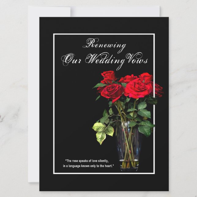 Invitación Renovación de votos Bodas - Roses rojos de invitac (Anverso)
