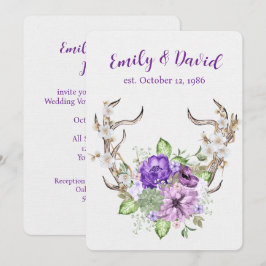 Invitación Renovación de votos con asta de ciervo acuarela