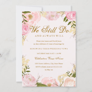 Invitación Renovación de votos de aniversario de rosa rosa el