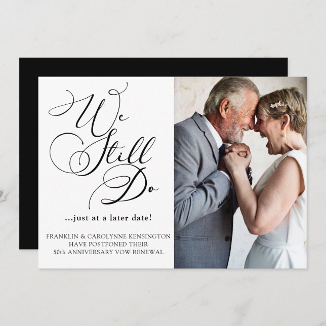 Invitación Renovación de Votos de Aniversario Elegante Pospue (Anverso / Reverso)