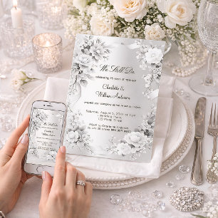Invitación Renovación de votos de boda con flores de plata
