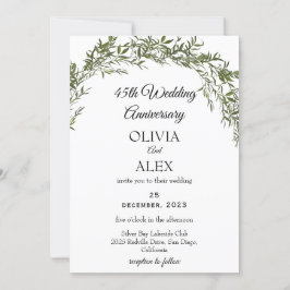 Invitación Renovación de votos de boda con follaje clásico fr