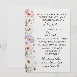 Invitación Renovación de votos de boda Cosmos Borde floral