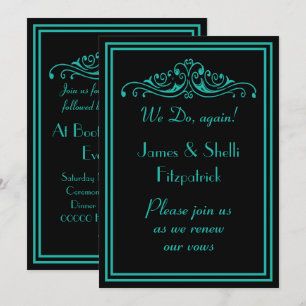 Invitación Renovación de votos de boda dramáticos en azul tea