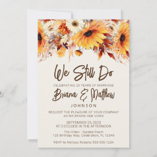 Invitación Renovación de votos de boda floral beige de otoño